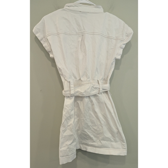 SNDYS. White Full Zip Belt Tie Waist Mini Dress Size Medium - Picture 3 of 7